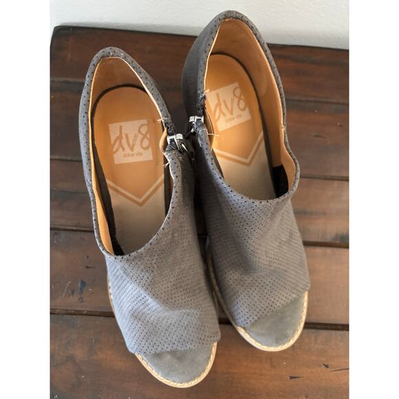 Dolce Vita DV8 Womens Open Toe Booties Size 7.5 Gray Suede Heels Zipper - Picture 2 of 6